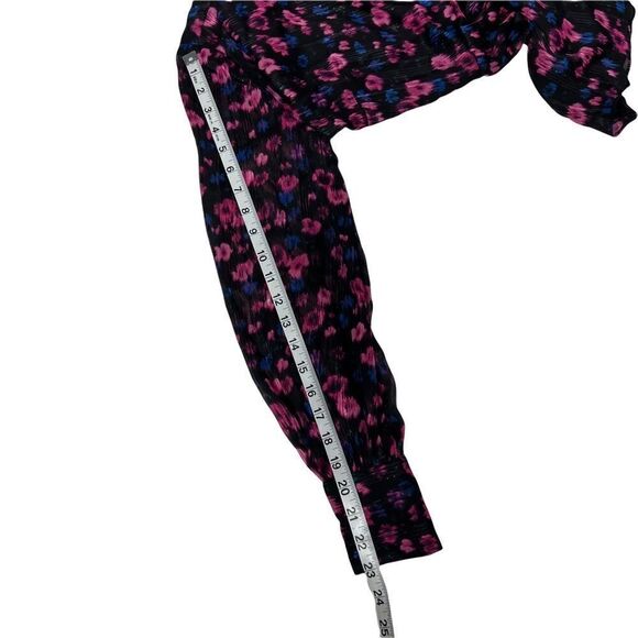 Vince Camuto Blouse Twilight Wrap Tie Side Floral Print Black Pink Blue XS - Picture 8 of 12